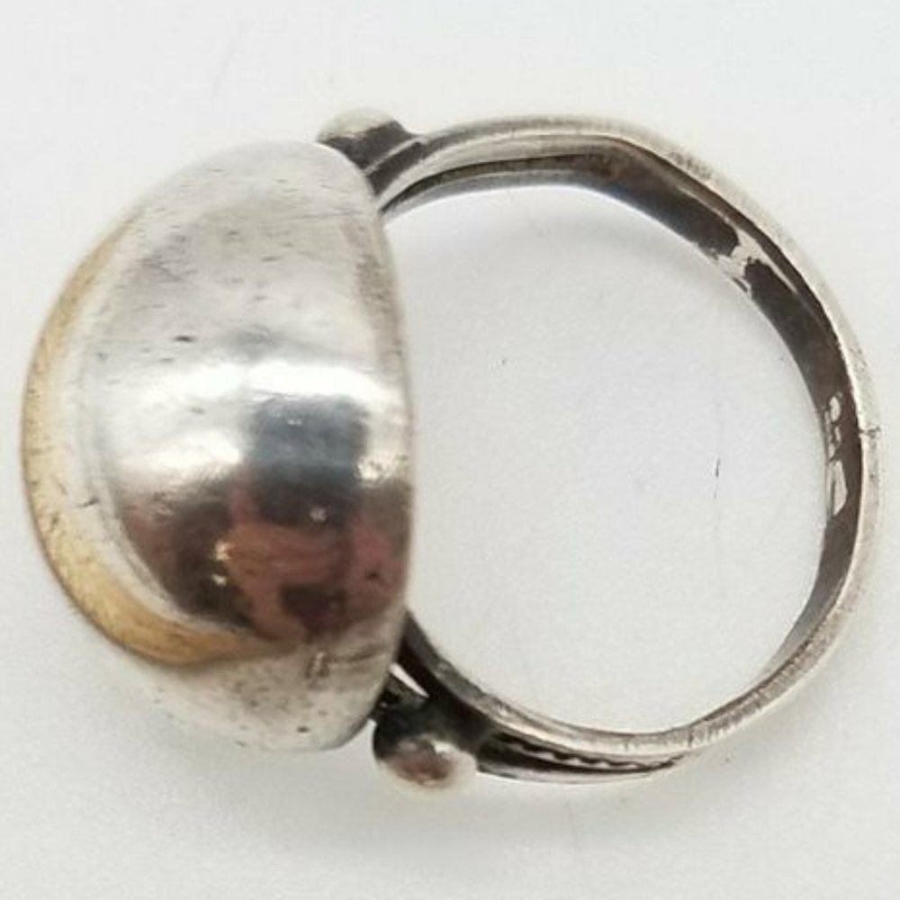 925 Sterling Silver Ring Size 4.75-5 large sphere orb - Picture 3 of 4